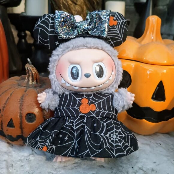 Custom Disney Mickey Mouse Spider Web Dress and Ears Made to fit Labubu - Picture 6 of 6